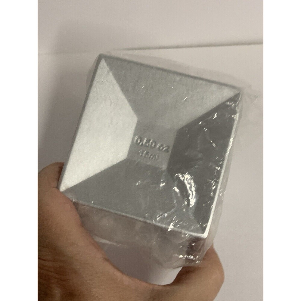 Silver Tone Metal Cube Measuring Cup - Multiple Measuring Sides NEW